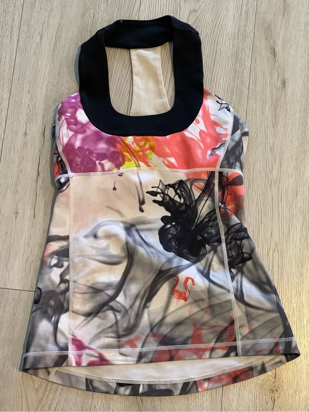 Lululemon Scoop Neck Tank- Unicorn Tears White/ Black Top